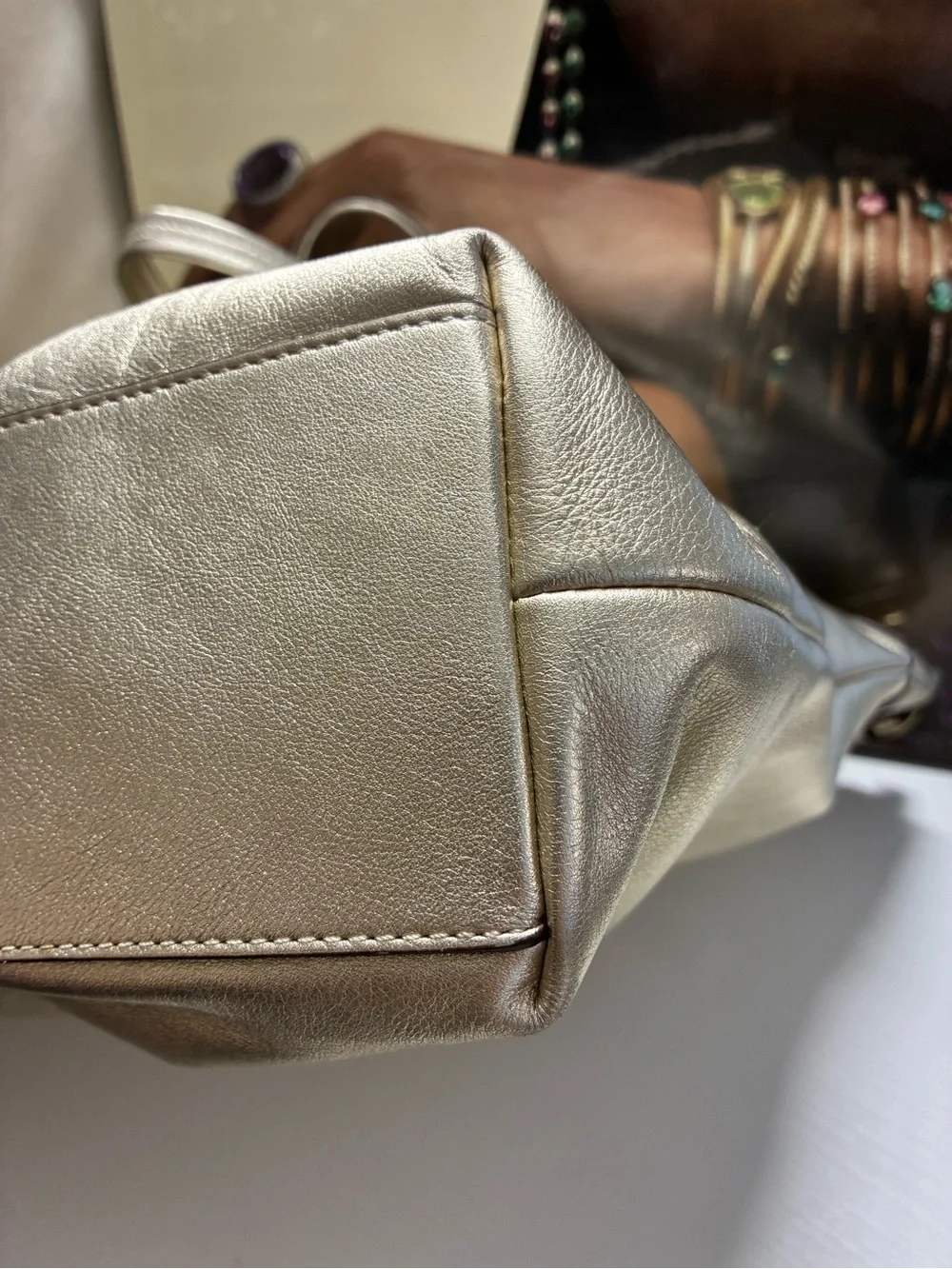 Coach Laura metallic gold leather tote